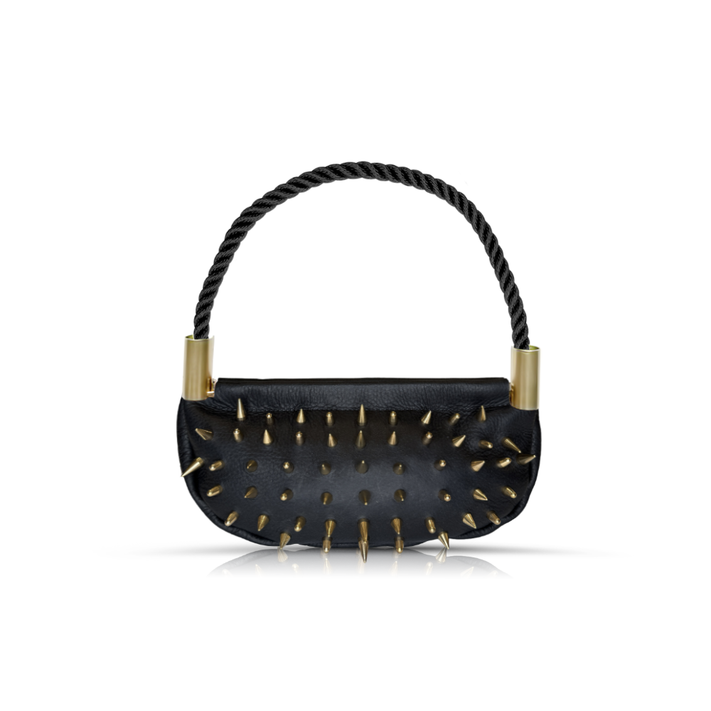 One of a Kind Sea Urchin Bag // Maya in Black Leather