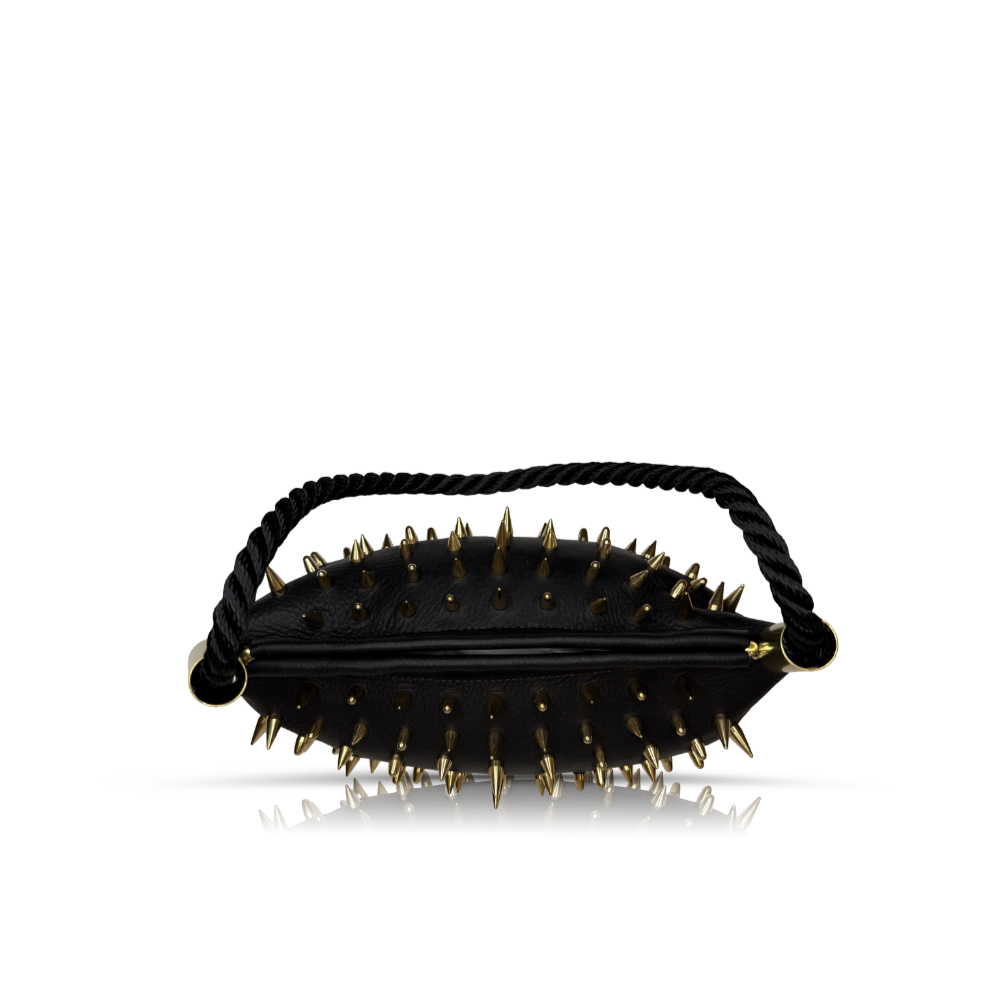 One of a Kind Sea Urchin Bag // Maya in Black Leather
