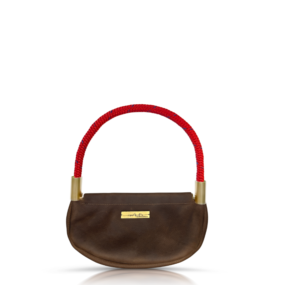 Clam Shell #Rope Color_Winterberry Red#Rope Handle Length_Wrist (19")#Add Ons_Handbag Only