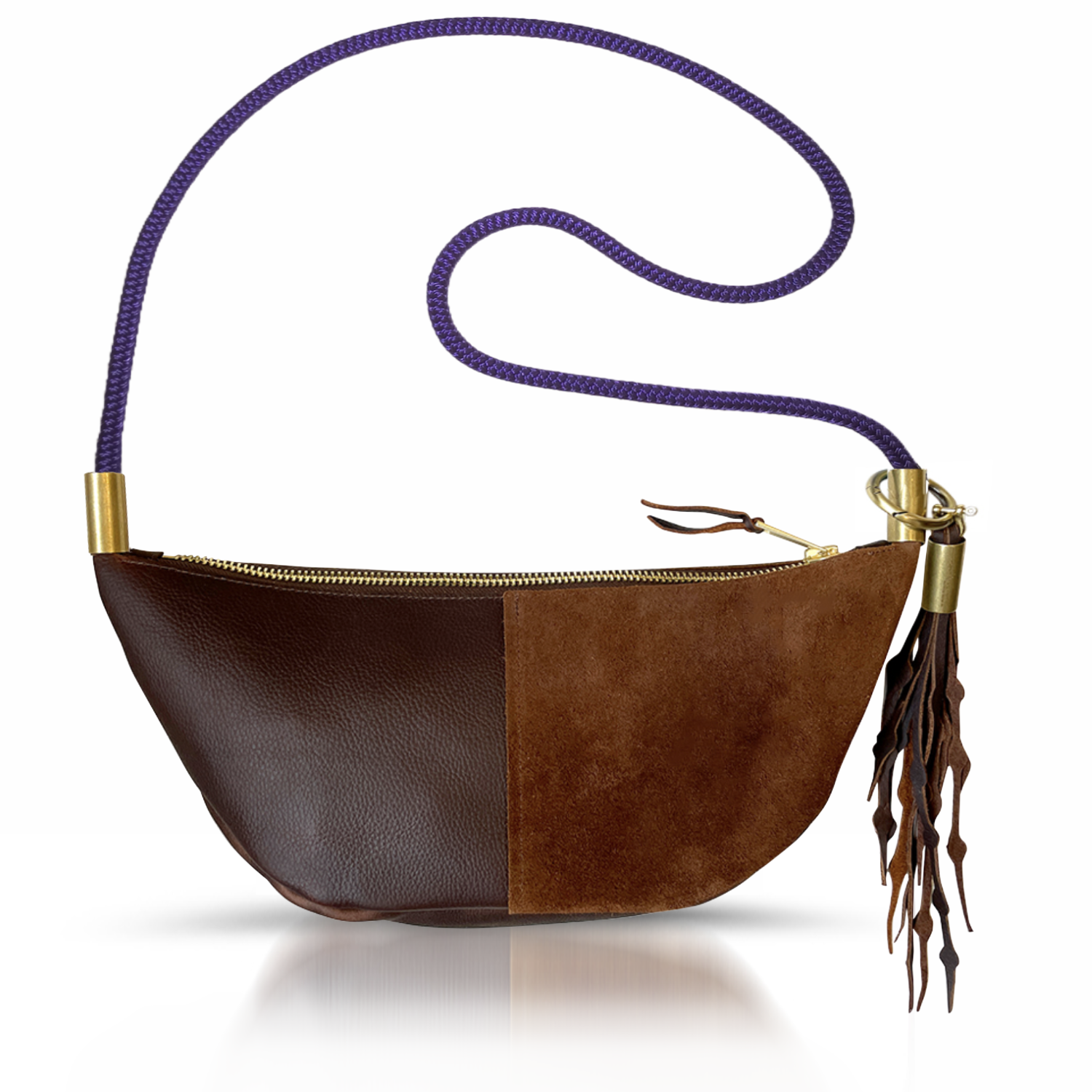 Sling #Rope Color_Purple Mussel Shell#Rope Handle Length_Long Crossbody (50")#Add Ons_Add a Matching Seaweed Tassel (save $10)