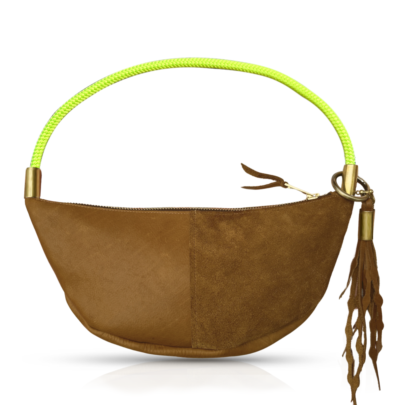 Beach Nut Leather Sling Bag with Dock Line Rope and Seaweed Tassel
