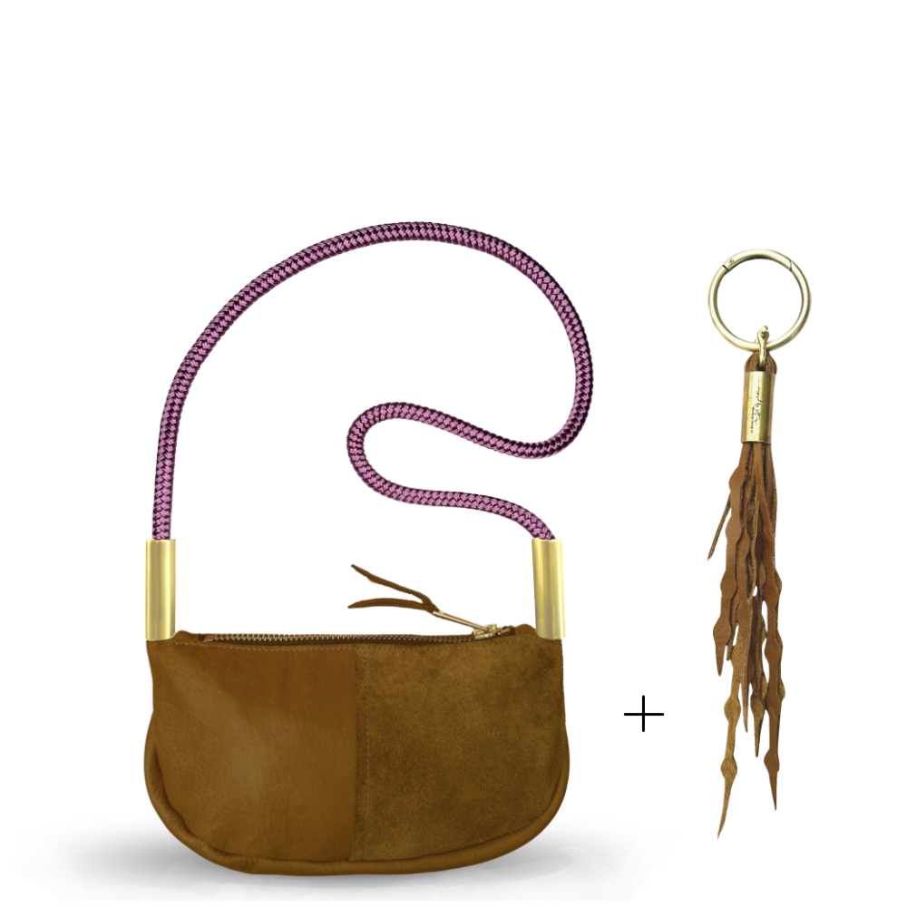 Zip Crossbody #Rope Color_Purple Beach Rose#Rope Handle Length_Shoulder (35")#Add Ons_Add a Matching Seaweed Tassel (save $10)