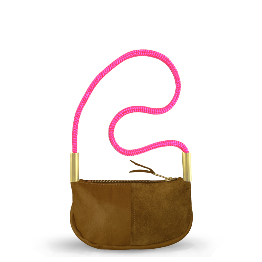 Zip Crossbody #Rope Color_Neon Pink#Rope Handle Length_Shoulder (35")#Add Ons_Handbag Only
