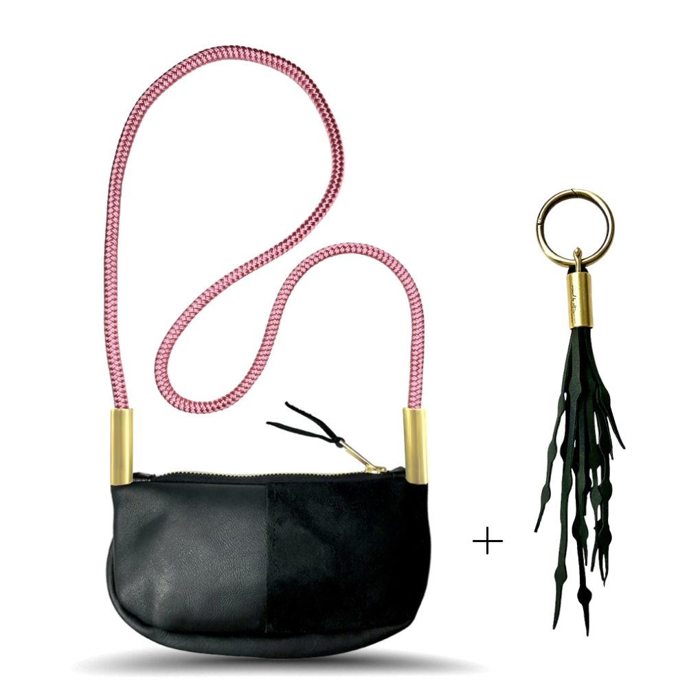 Zip Crossbody #Rope Color_Pink Beach Rose#Rope Handle Length_Crossbody (50")#Add Ons_Add a Matching Seaweed Tassel (save $10)