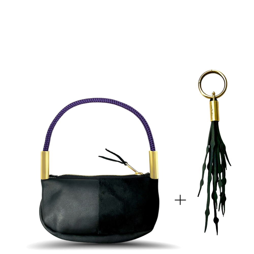 Zip Crossbody #Rope Color_Purple Mussel Shell#Rope Handle Length_Wrist (19")#Add Ons_Add a Matching Seaweed Tassel (save $10)