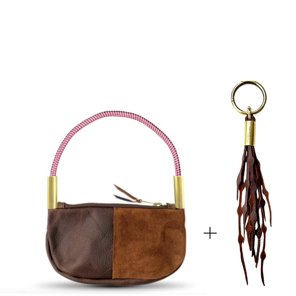 Zip Crossbody #Rope Color_Pink Beach Rose#Rope Handle Length_Wrist (19")#Add Ons_Add a Matching Seaweed Tassel (save $10)