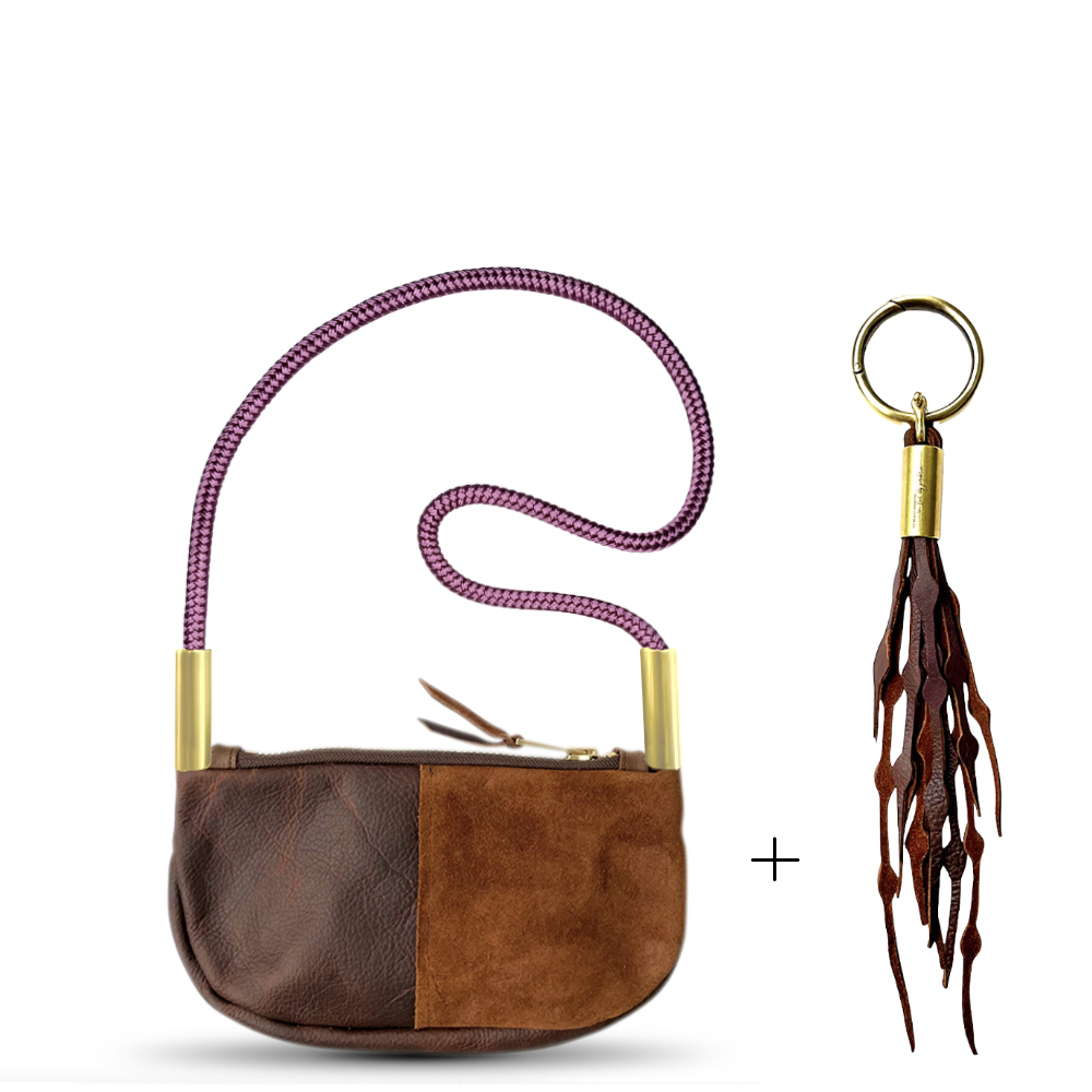 Zip Crossbody #Rope Color_Purple Beach Rose#Rope Handle Length_Shoulder (35")#Add Ons_Add a Matching Seaweed Tassel (save $10)