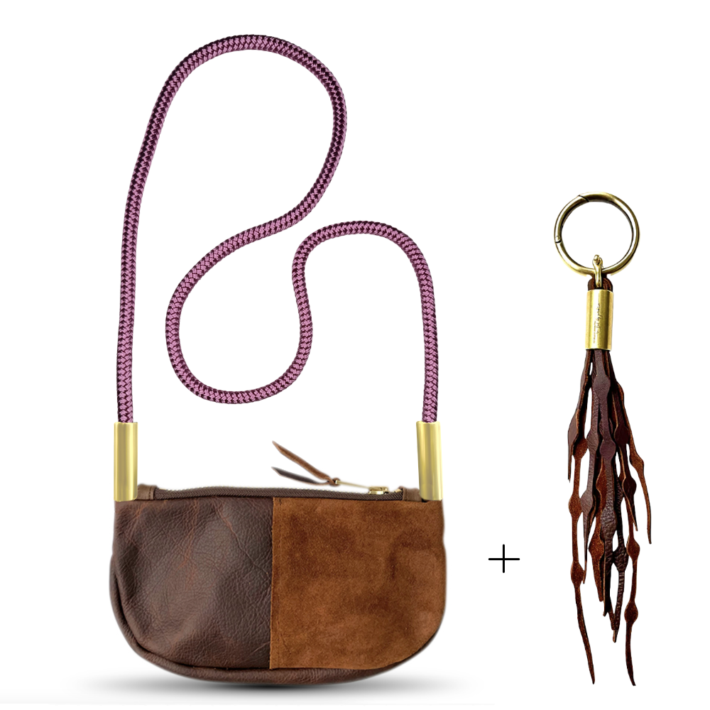 Zip Crossbody #Rope Color_Purple Beach Rose#Rope Handle Length_Crossbody (50")#Add Ons_Add a Matching Seaweed Tassel (save $10)