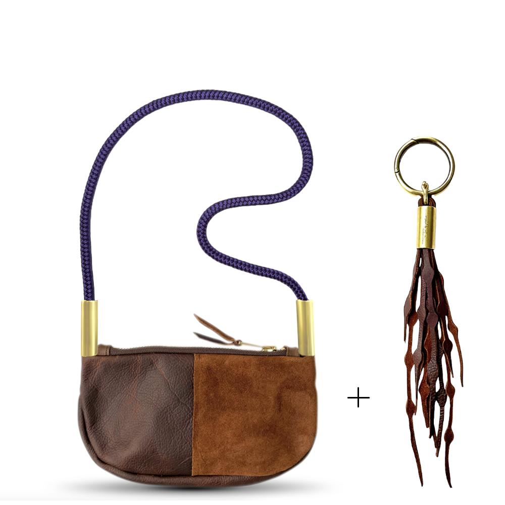 Zip Crossbody #Rope Color_Purple Mussel Shell#Rope Handle Length_Shoulder (35")#Add Ons_Add a Matching Seaweed Tassel (save $10)
