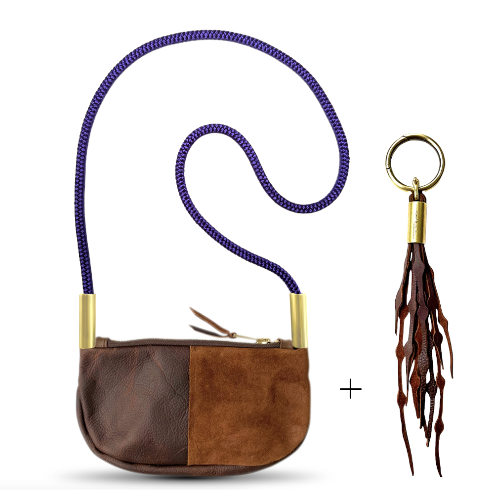 Zip Crossbody #Rope Color_Purple Mussel Shell#Rope Handle Length_Crossbody (50")#Add Ons_Add a Matching Seaweed Tassel (save $10)