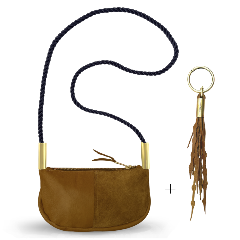 Zip Crossbody #Rope Color_Summer Night Black#Rope Handle Length_Crossbody (50")#Add Ons_Add a Matching Seaweed Tassel (save $10)