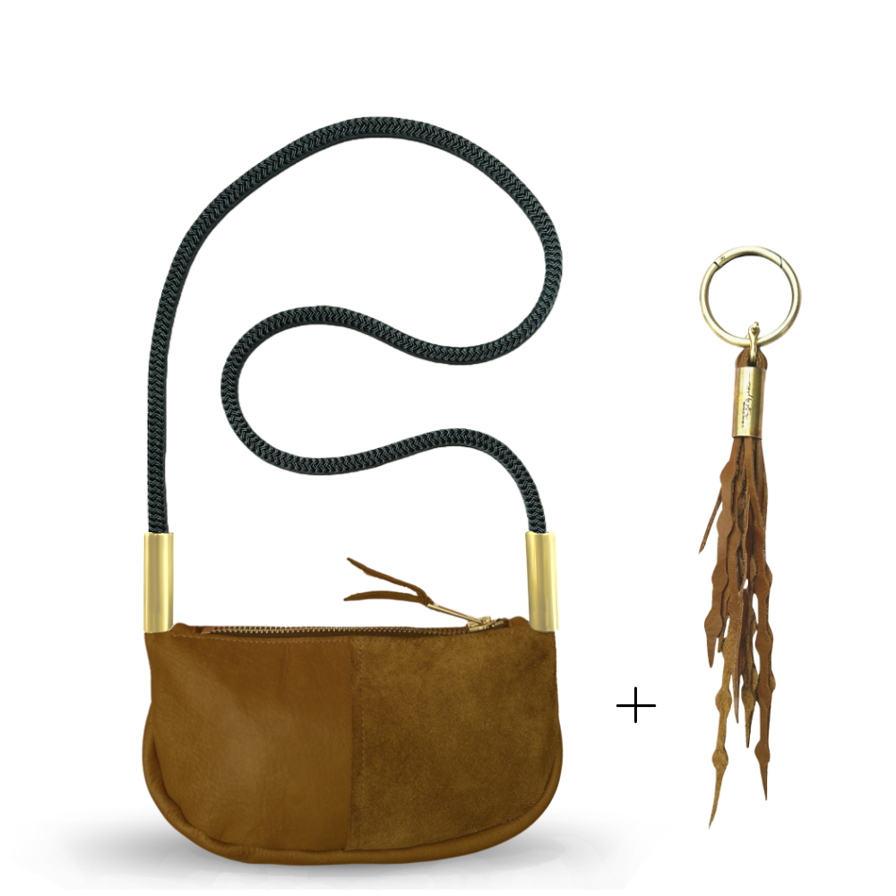 Zip Crossbody #Rope Color_Pine Green#Rope Handle Length_Crossbody (50")#Add Ons_Add a Matching Seaweed Tassel (save $10)