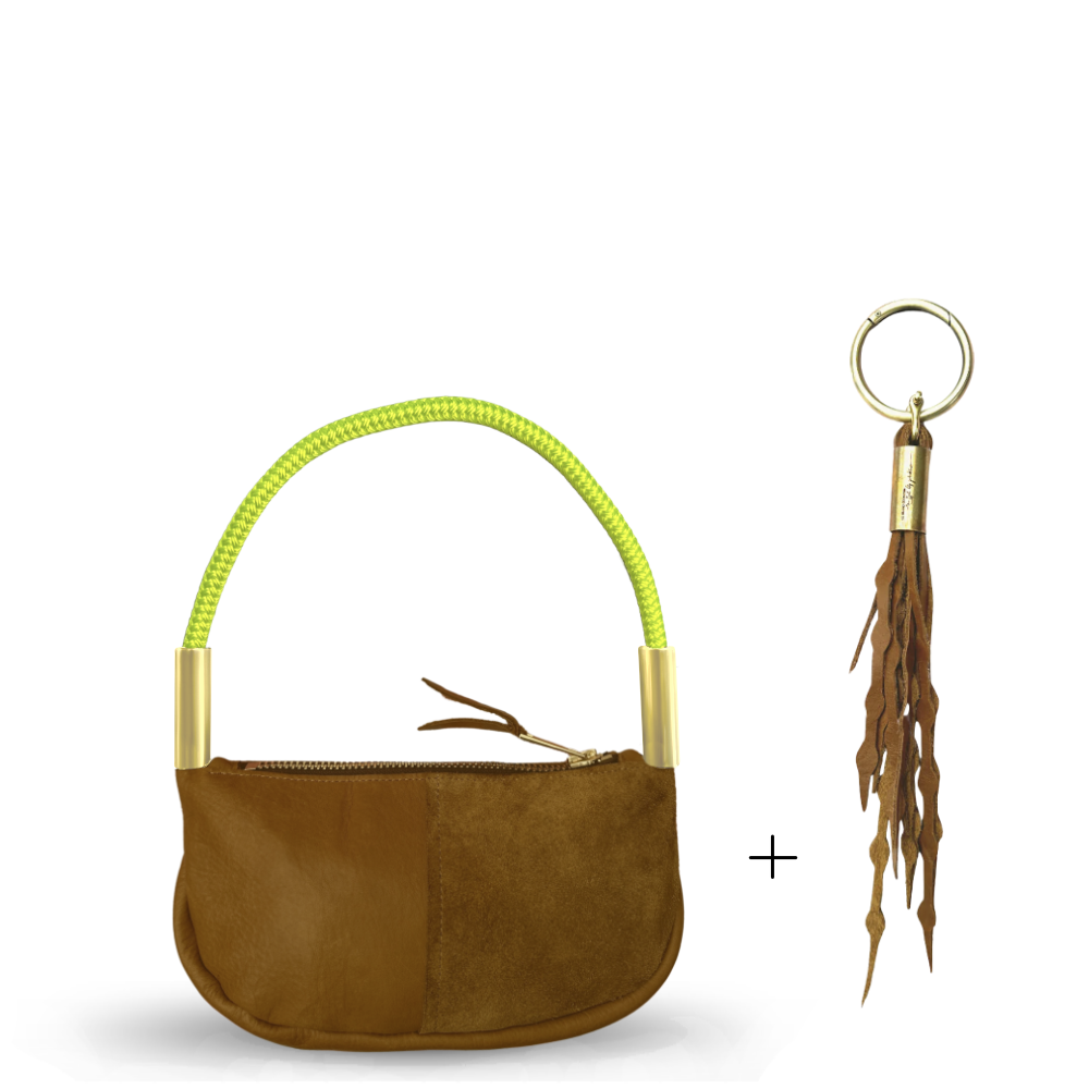 Zip Crossbody #Rope Color_Neon Yellow#Rope Handle Length_Wrist (19")#Add Ons_Add a Matching Seaweed Tassel (save $10)