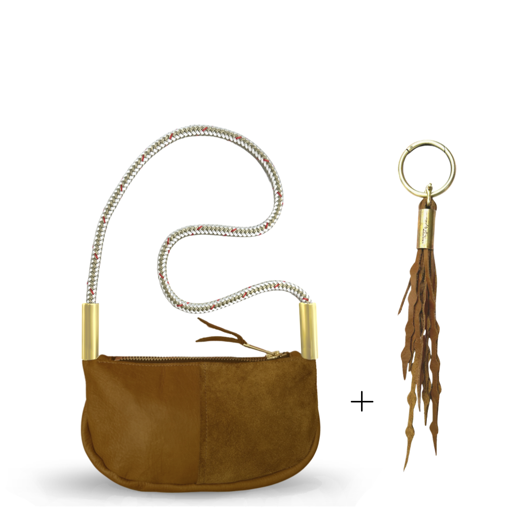 Zip Crossbody #Rope Color_Oyster Shell Gold#Rope Handle Length_Shoulder (35")#Add Ons_Add a Matching Seaweed Tassel (save $10)