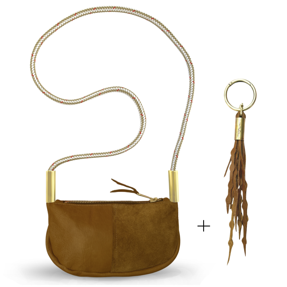 Zip Crossbody #Rope Color_Oyster Shell Gold#Rope Handle Length_Crossbody (50")#Add Ons_Add a Matching Seaweed Tassel (save $10)