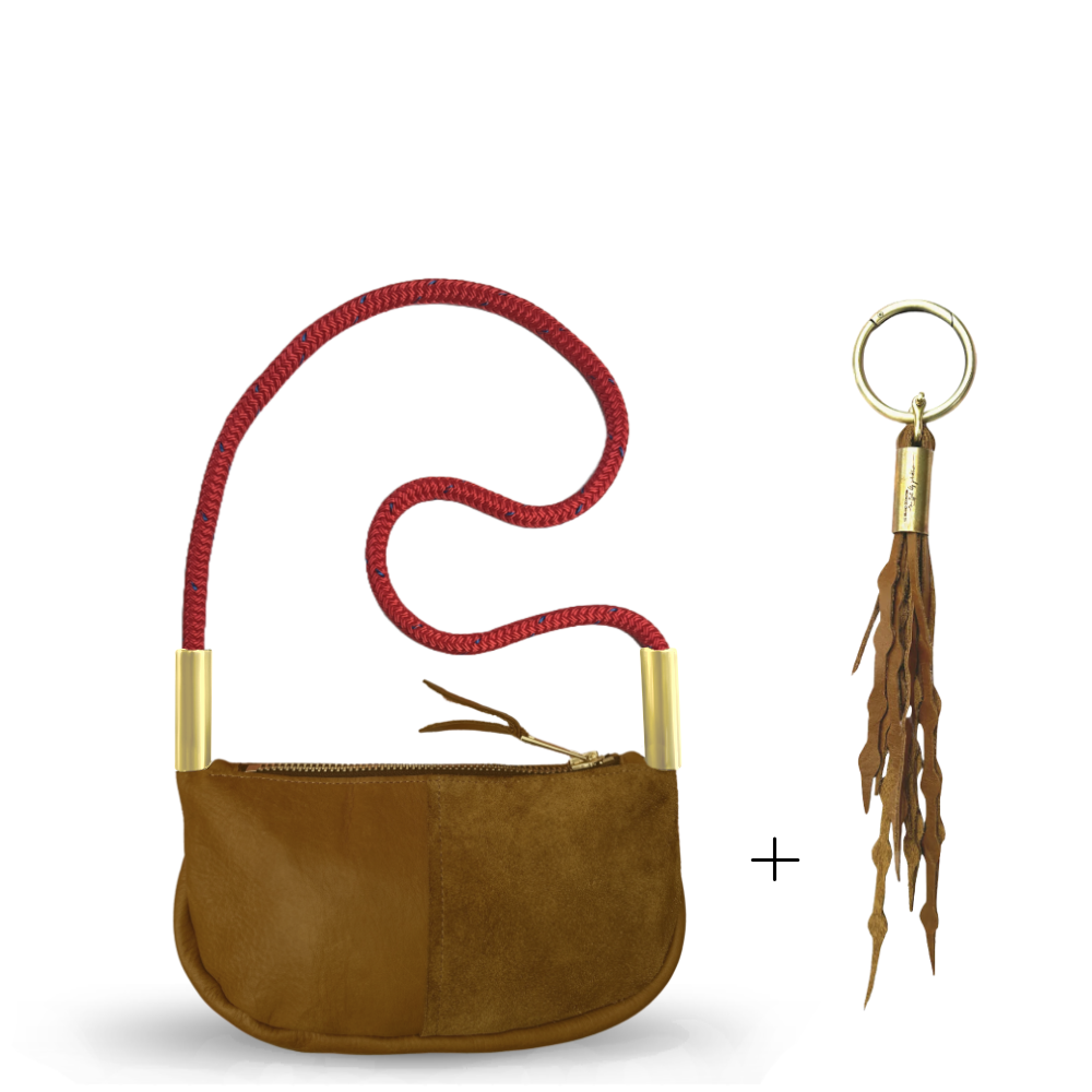 Zip Crossbody #Rope Color_Winterberry Red#Rope Handle Length_Shoulder (35")#Add Ons_Add a Matching Seaweed Tassel (save $10)