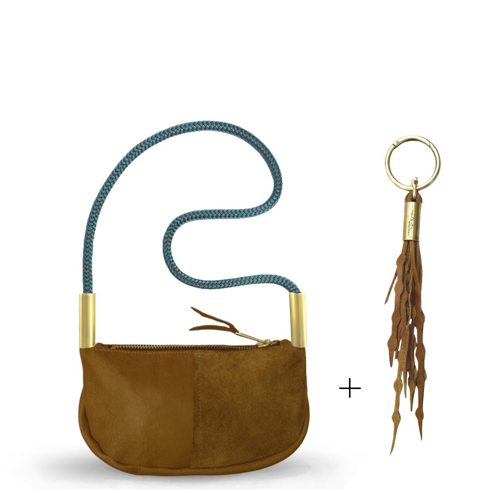Zip Crossbody #Rope Color_Seaside Teal#Rope Handle Length_Shoulder (35")#Add Ons_Add a Matching Seaweed Tassel (save $10)