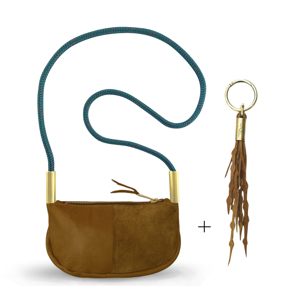 Zip Crossbody #Rope Color_Seaside Teal#Rope Handle Length_Crossbody (50")#Add Ons_Add a Matching Seaweed Tassel (save $10)