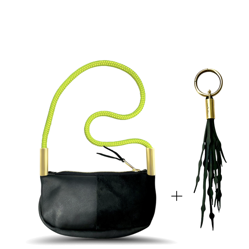 Zip Crossbody #Rope Color_Neon Yellow#Rope Handle Length_Shoulder (35")#Add Ons_Add a Matching Seaweed Tassel (save $10)