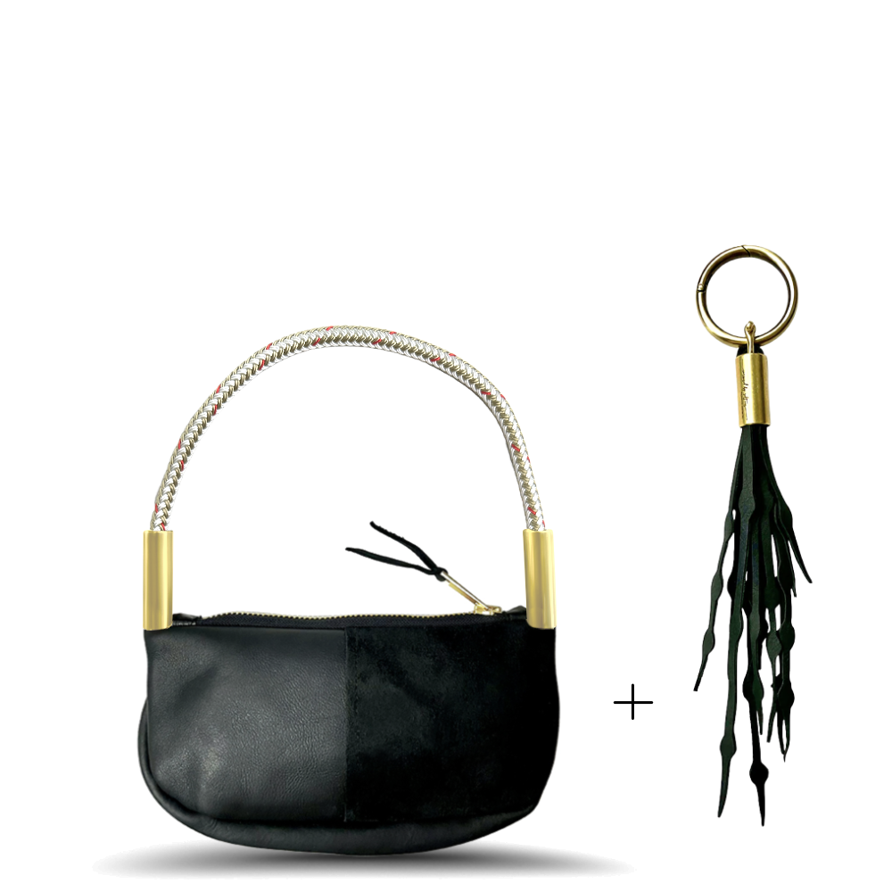 Zip Crossbody #Rope Color_Oyster Shell Gold#Rope Handle Length_Wrist (19")#Add Ons_Add a Matching Seaweed Tassel (save $10)