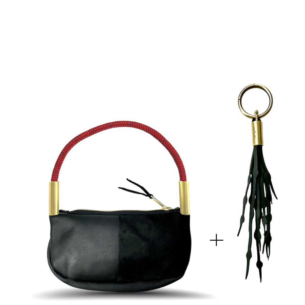 Zip Crossbody #Rope Color_Winterberry Red#Rope Handle Length_Wrist (19")#Add Ons_Add a Matching Seaweed Tassel (save $10)