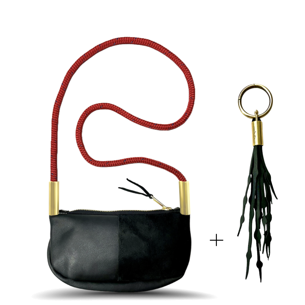 Zip Crossbody #Rope Color_Winterberry Red#Rope Handle Length_Crossbody (50")#Add Ons_Add a Matching Seaweed Tassel (save $10)