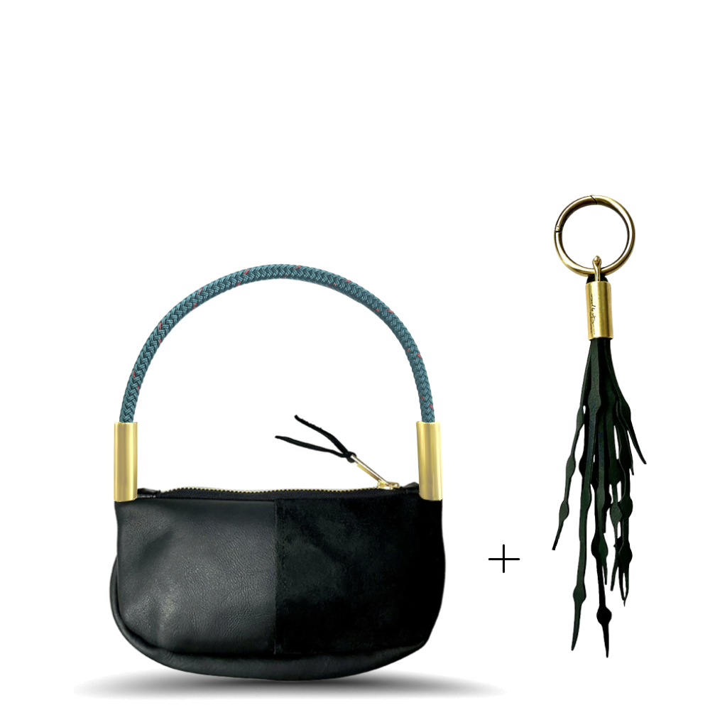 Zip Crossbody #Rope Color_Seaside Teal#Rope Handle Length_Wrist (19")#Add Ons_Add a Matching Seaweed Tassel (save $10)