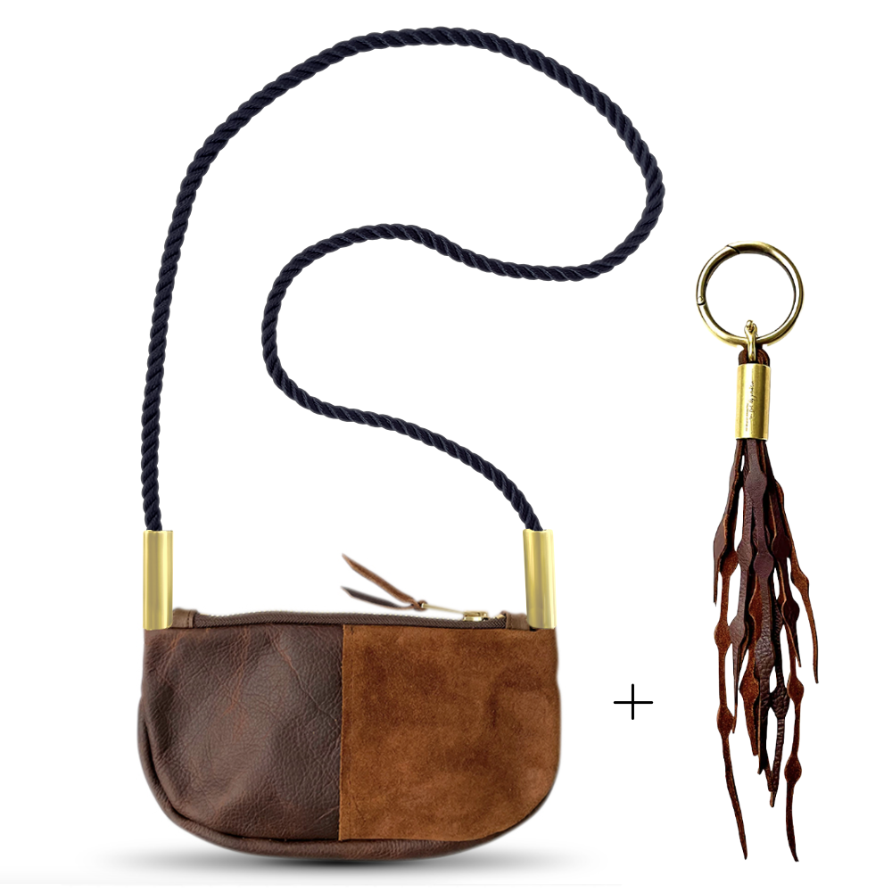 Zip Crossbody #Rope Color_Summer Night Black#Rope Handle Length_Crossbody (50")#Add Ons_Add a Matching Seaweed Tassel (save $10)