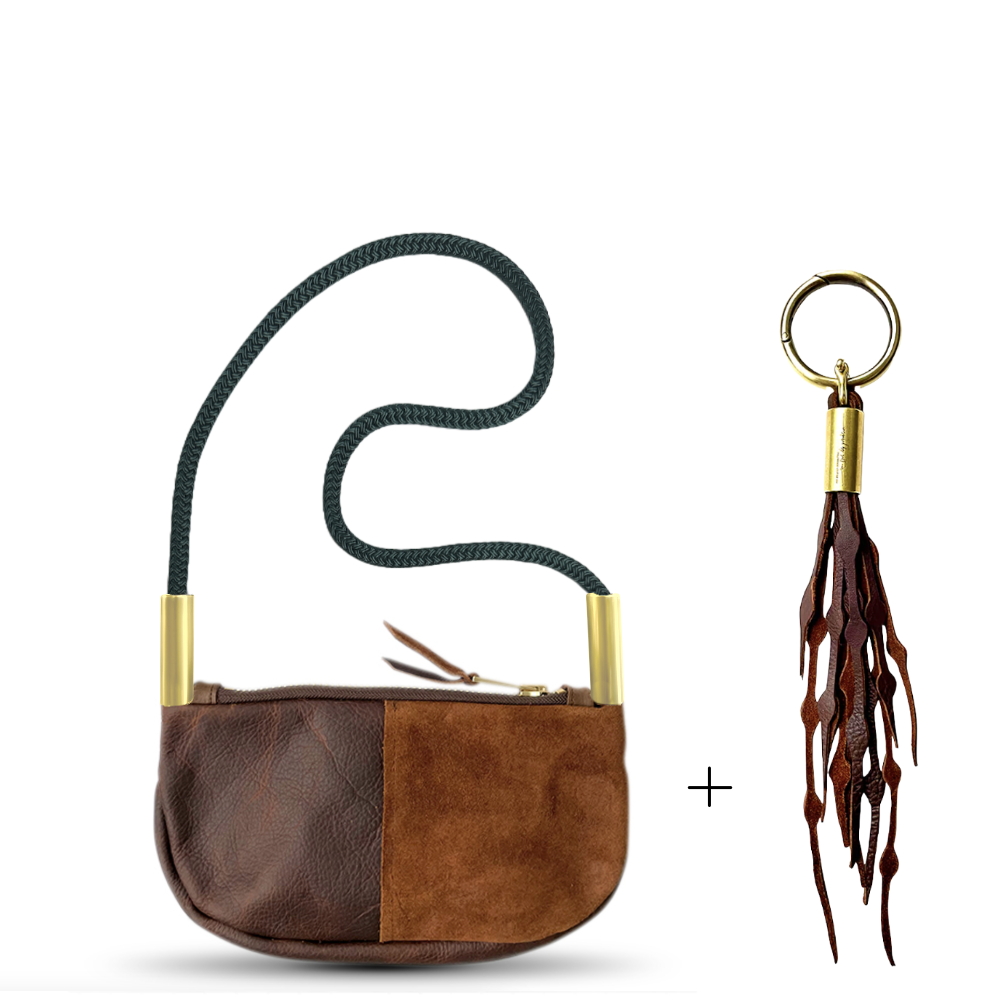 Zip Crossbody #Rope Color_Pine Green#Rope Handle Length_Shoulder (35")#Add Ons_Add a Matching Seaweed Tassel (save $10)