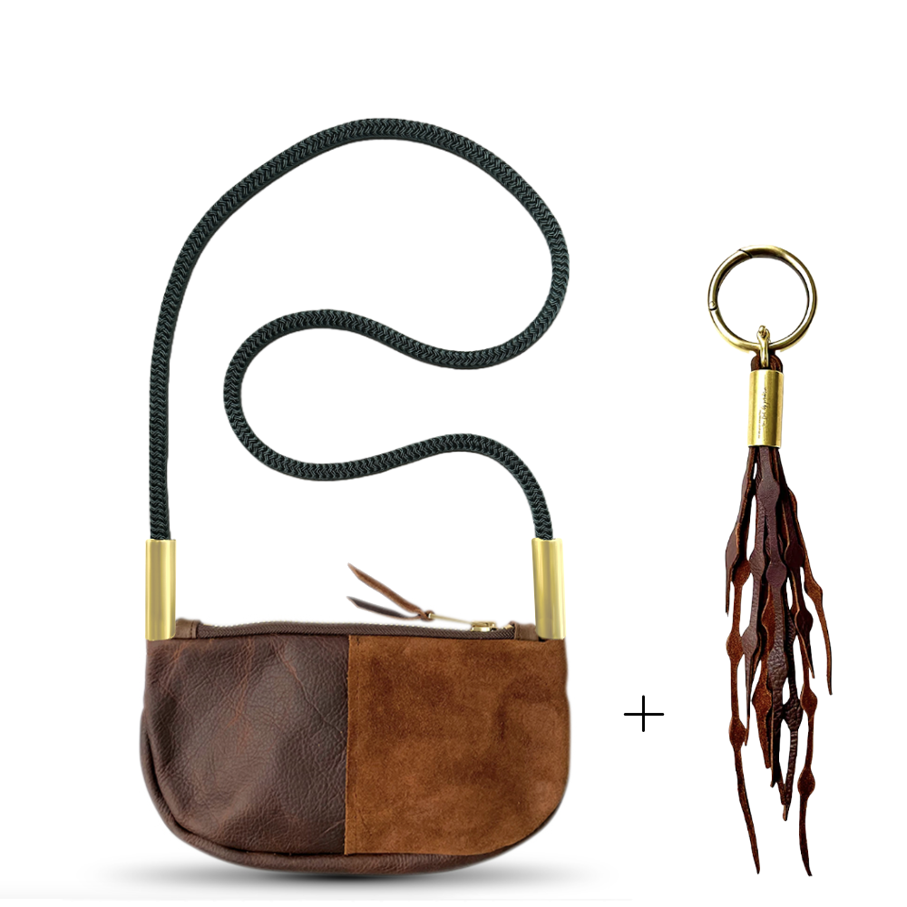 Zip Crossbody #Rope Color_Pine Green#Rope Handle Length_Crossbody (50")#Add Ons_Add a Matching Seaweed Tassel (save $10)