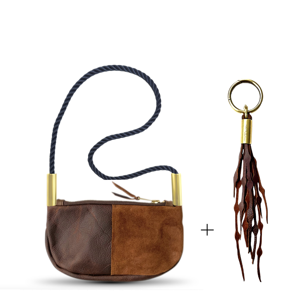 Zip Crossbody #Rope Color_New England Navy#Rope Handle Length_Shoulder (35")#Add Ons_Add a Matching Seaweed Tassel (save $10)
