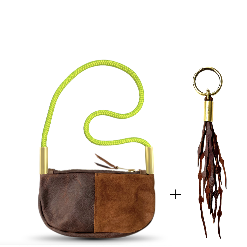 Zip Crossbody #Rope Color_Neon Yellow#Rope Handle Length_Shoulder (35")#Add Ons_Add a Matching Seaweed Tassel (save $10)