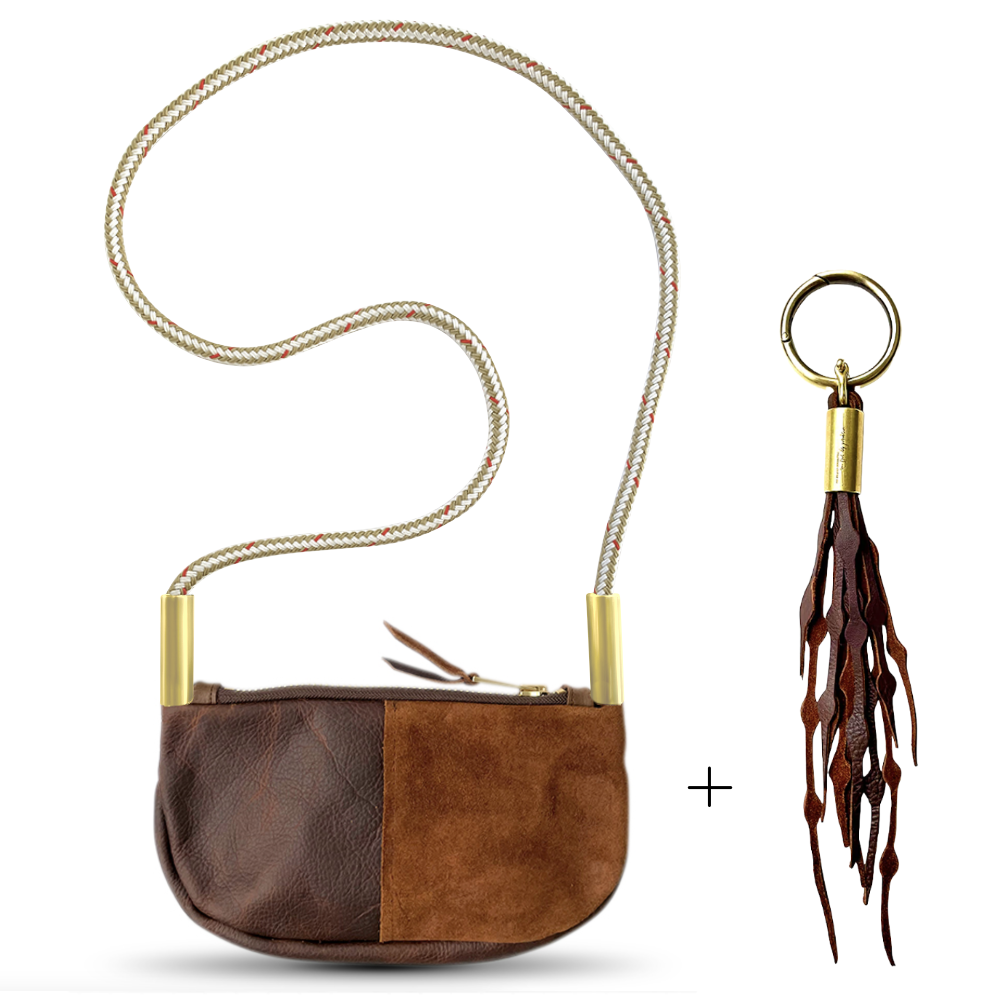 Zip Crossbody #Rope Color_Oyster Shell Gold#Rope Handle Length_Crossbody (50")#Add Ons_Add a Matching Seaweed Tassel (save $10)