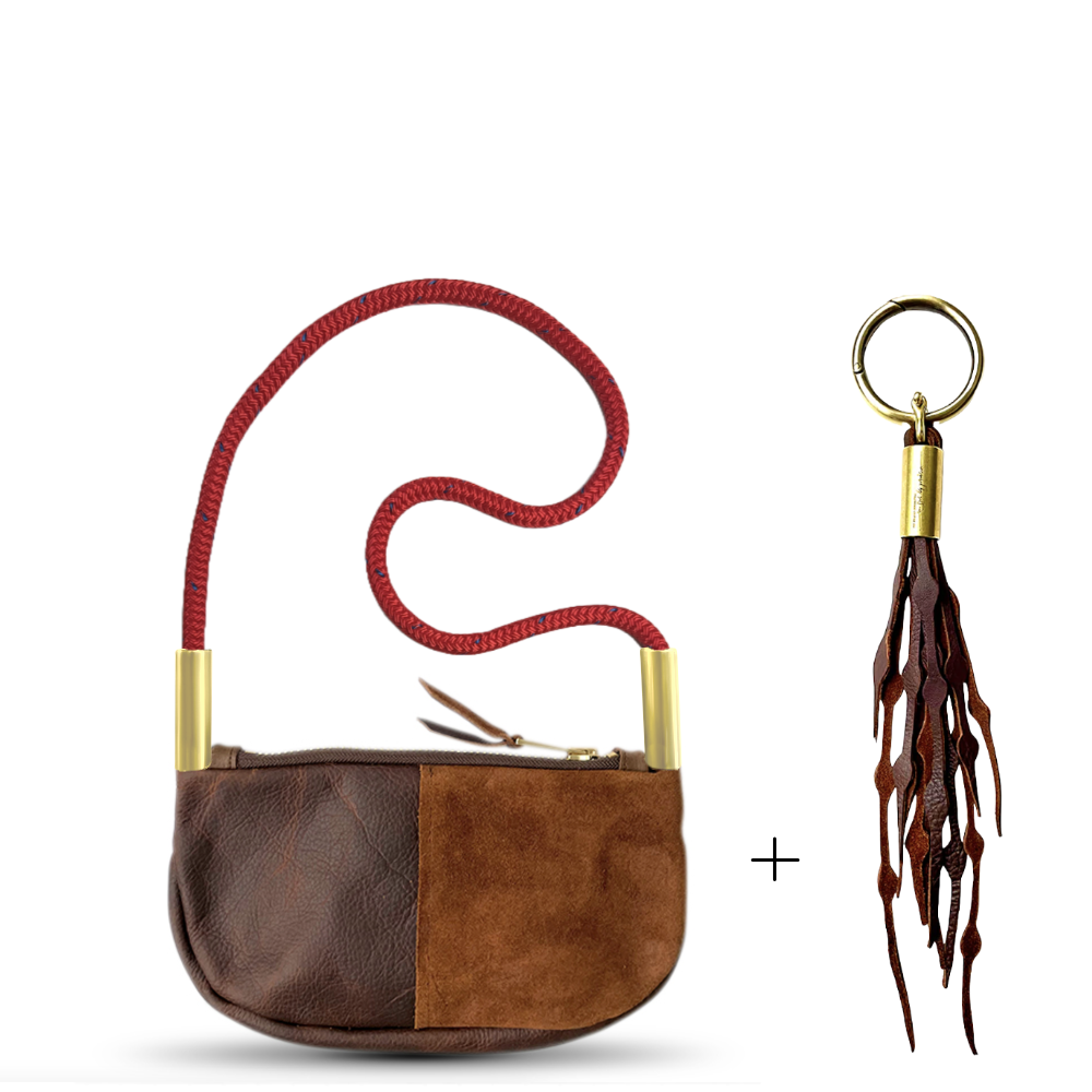 Zip Crossbody #Rope Color_Winterberry Red#Rope Handle Length_Shoulder (35")#Add Ons_Add a Matching Seaweed Tassel (save $10)