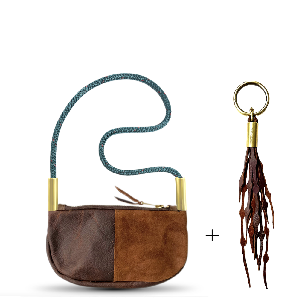 Zip Crossbody #Rope Color_Seaside Teal#Rope Handle Length_Shoulder (35")#Add Ons_Add a Matching Seaweed Tassel (save $10)