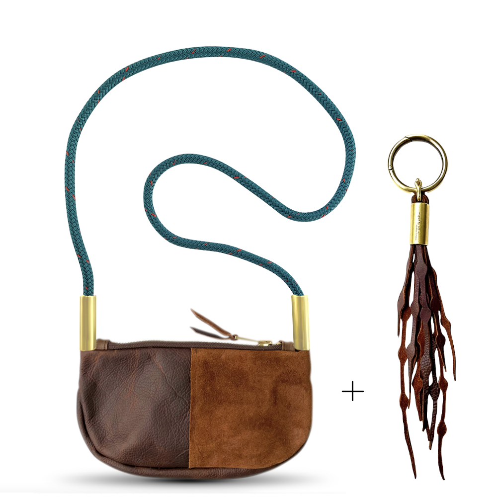 Zip Crossbody #Rope Color_Seaside Teal#Rope Handle Length_Crossbody (50")#Add Ons_Add a Matching Seaweed Tassel (save $10)