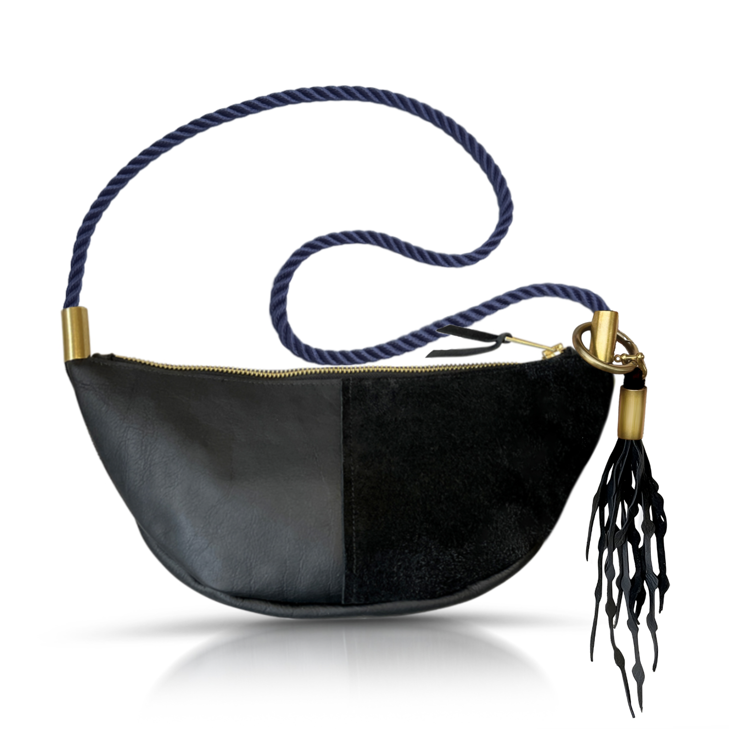 Sling #Rope Color_New England Navy#Rope Handle Length_Short Crossbody (40”)#Add Ons_Add a Matching Seaweed Tassel (save $10)
