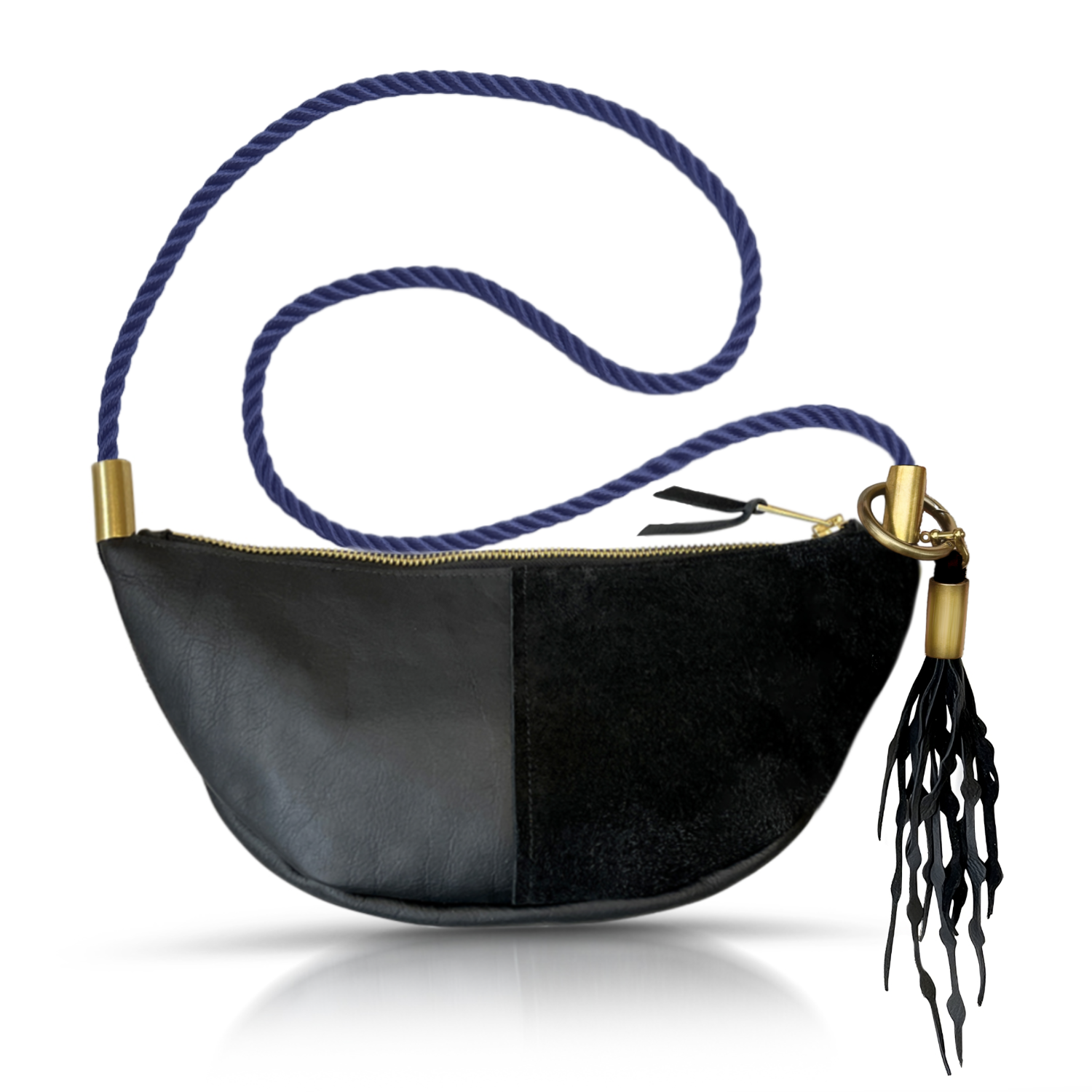 Sling #Rope Color_New England Navy#Rope Handle Length_Long Crossbody (50")#Add Ons_Add a Matching Seaweed Tassel (save $10)