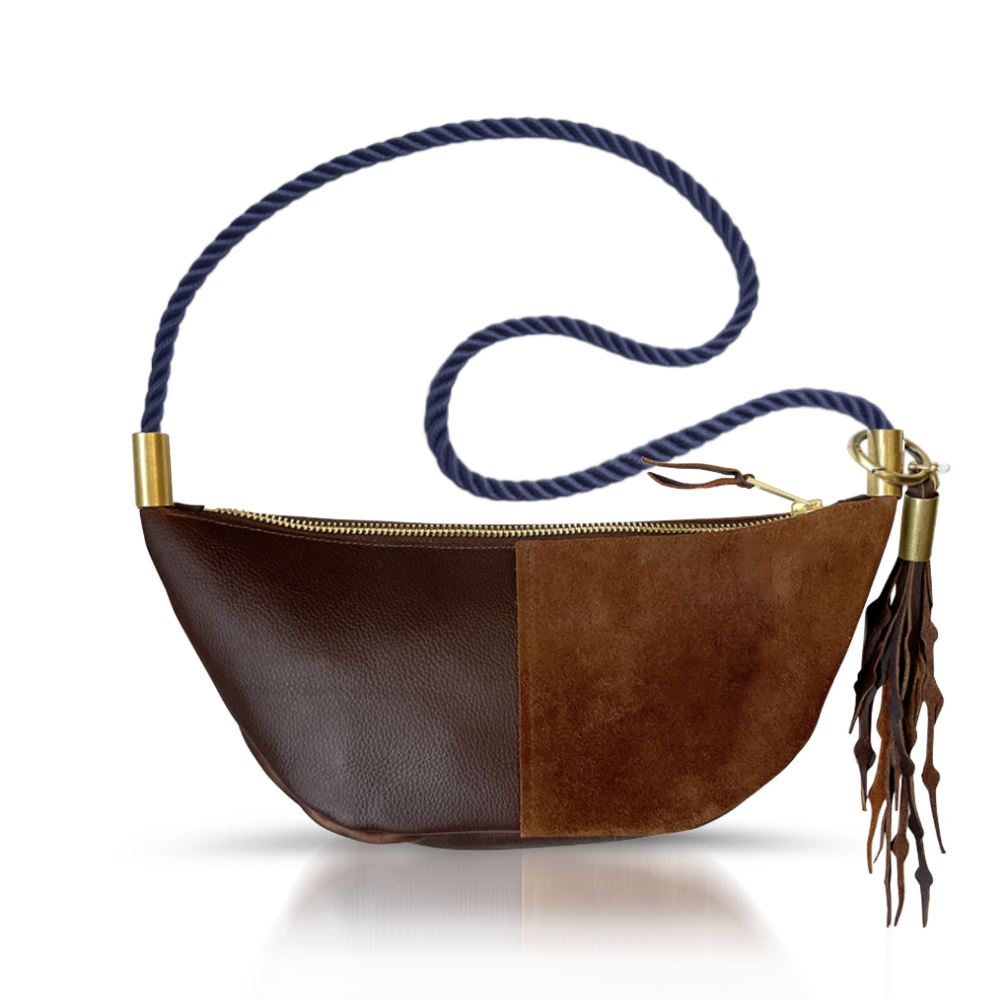 Sling #Rope Color_New England Navy#Rope Handle Length_Short Crossbody (40”)#Add Ons_Add a Matching Seaweed Tassel (save $10)