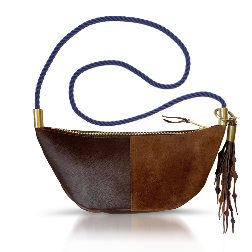 Sling #Rope Color_New England Navy#Rope Handle Length_Long Crossbody (50")#Add Ons_Add a Matching Seaweed Tassel (save $10)