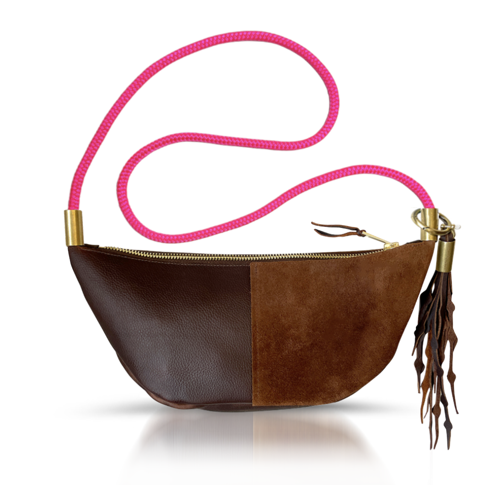 Sling #Rope Color_Neon Pink#Rope Handle Length_Long Crossbody (50")#Add Ons_Add a Matching Seaweed Tassel (save $10)