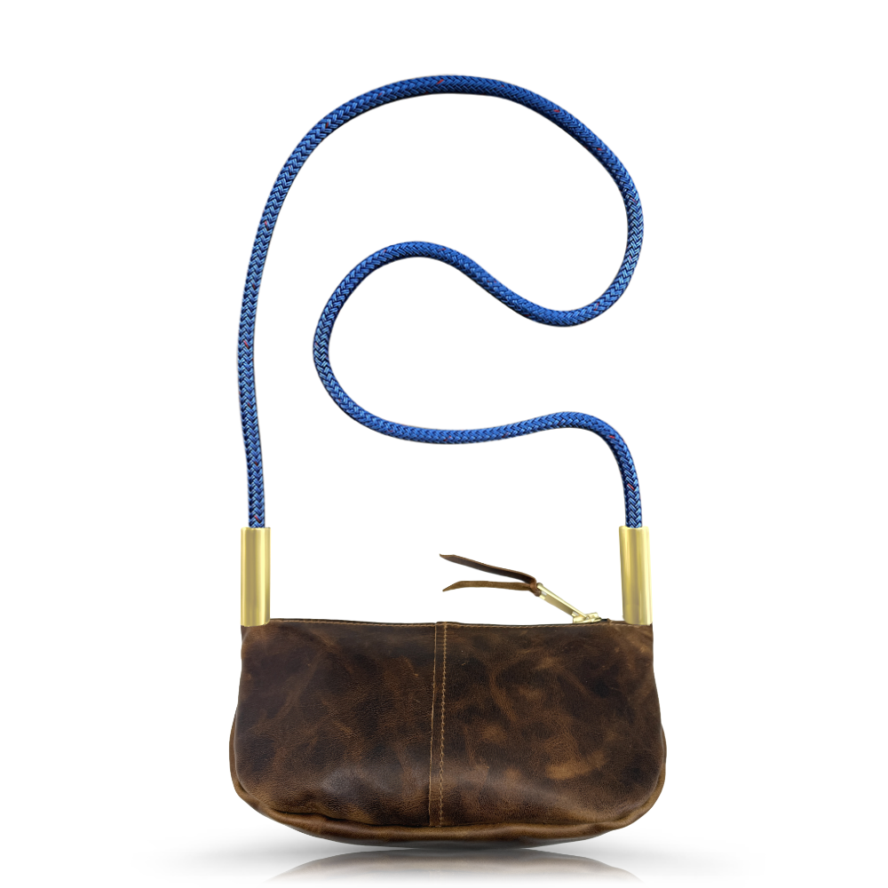 Zip Crossbody // in Brown Tourmaline with Harborside Blue Rope