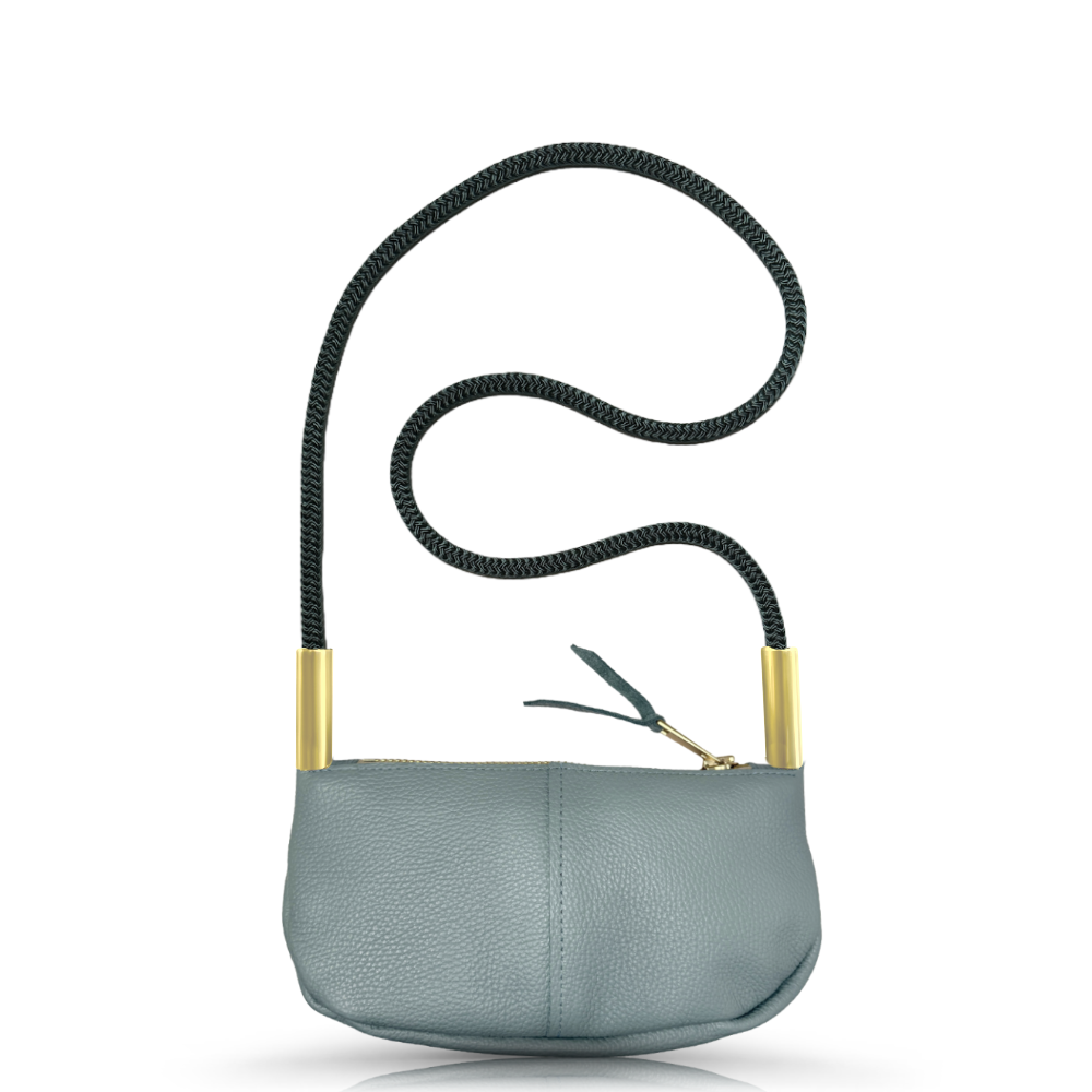 Zip Crossbody // in Sea Glass Sage with Pine Green Rope