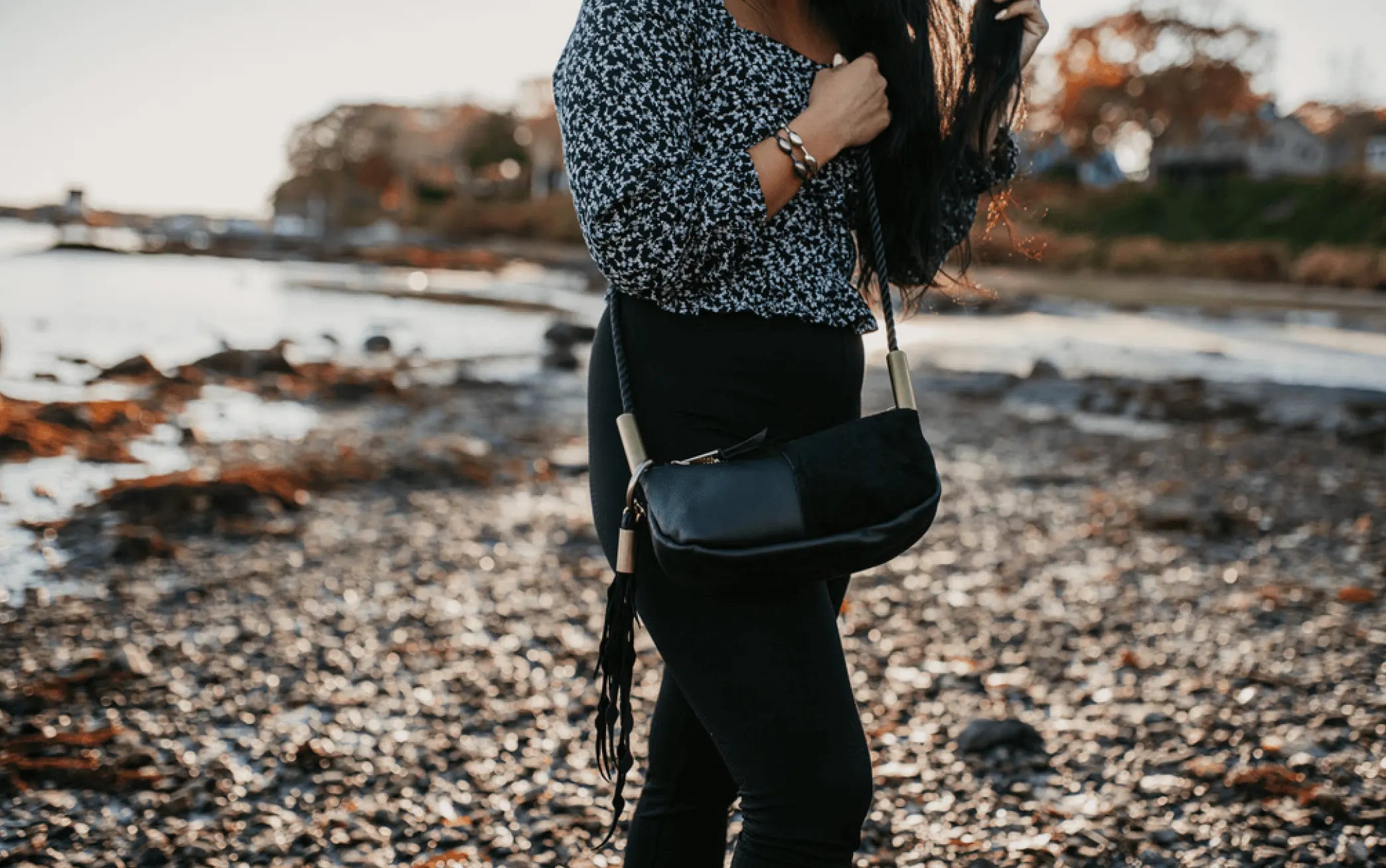 Zip Crossbody // in Black Leather