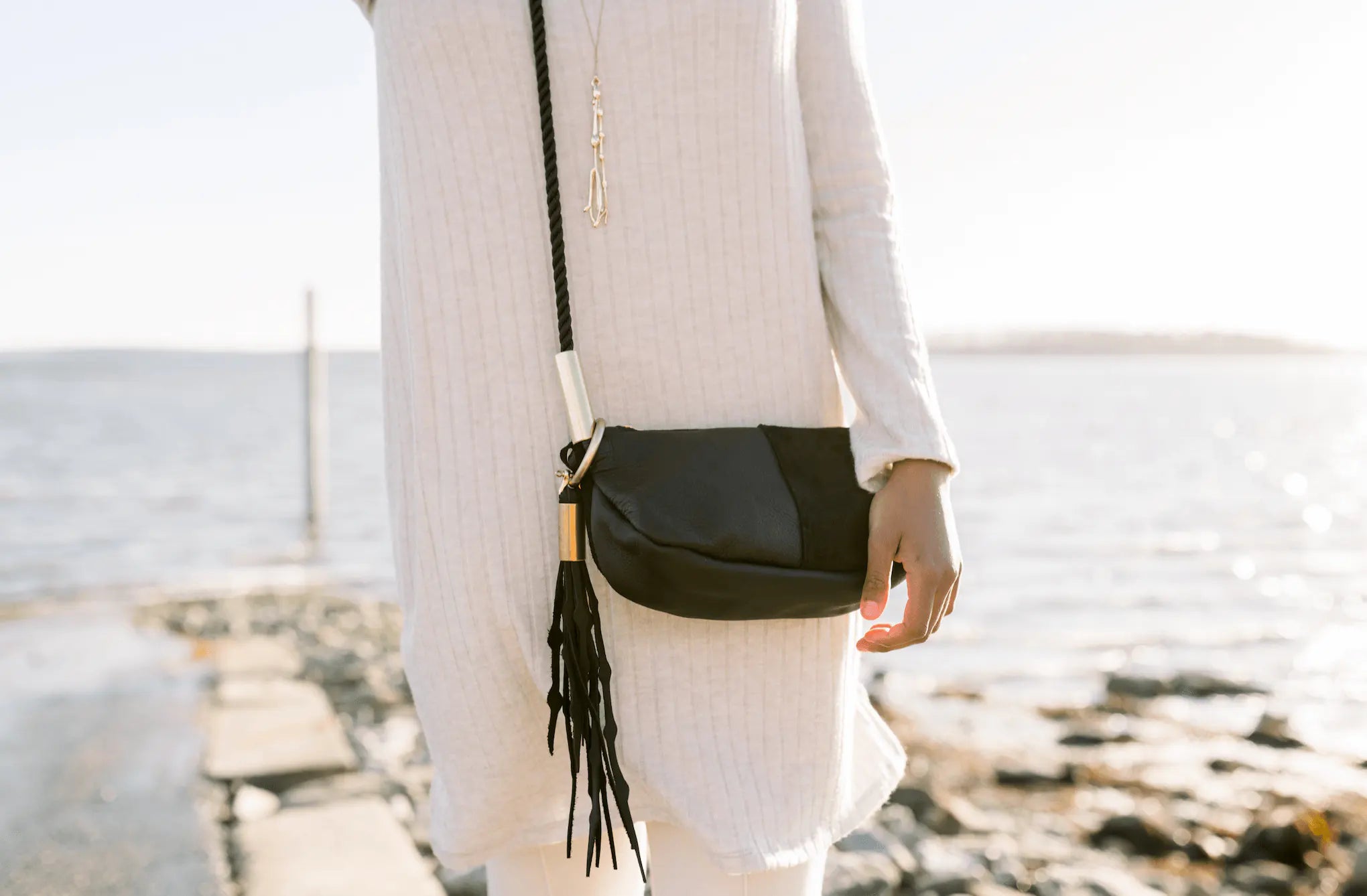 Zip Crossbody // in Black Leather