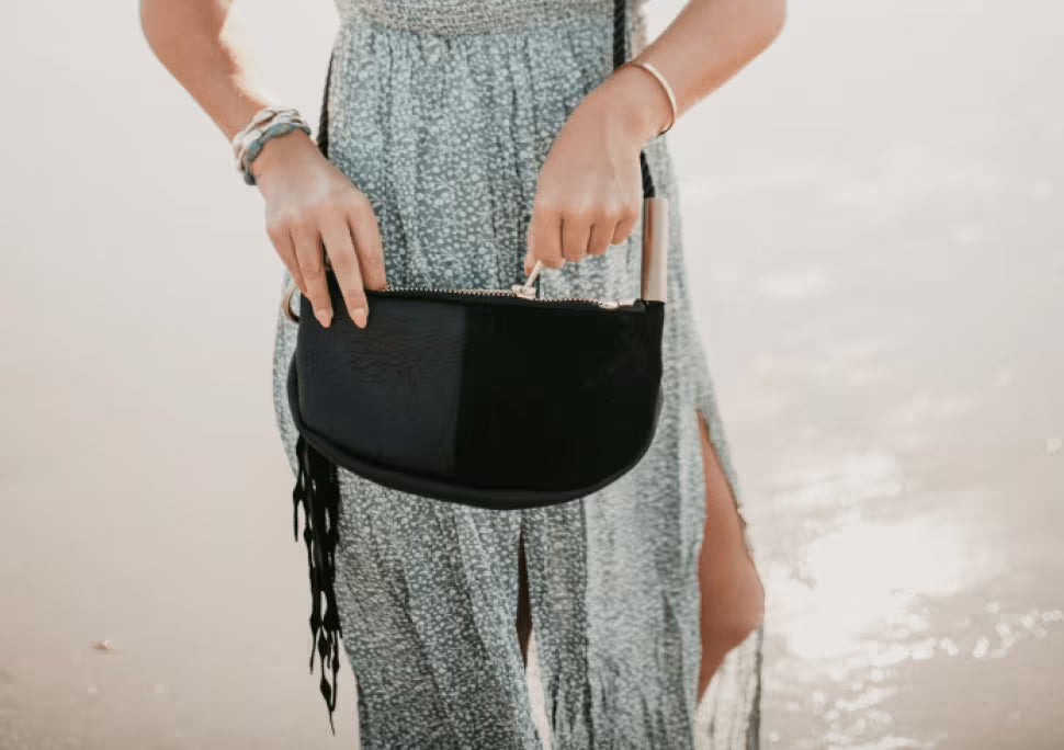 Zip Crossbody // in Black Leather