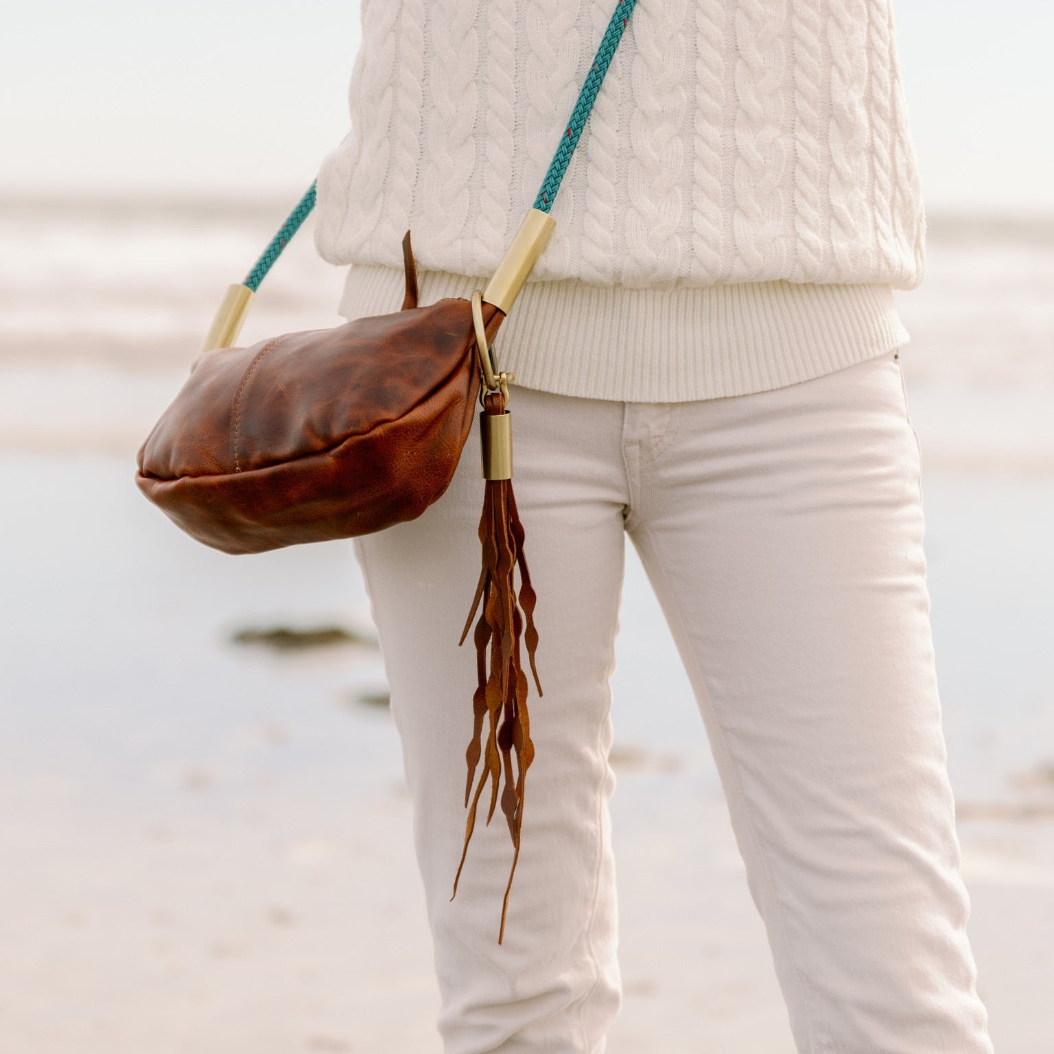 Zip Crossbody // in Brown Tourmaline with Harborside Blue Rope