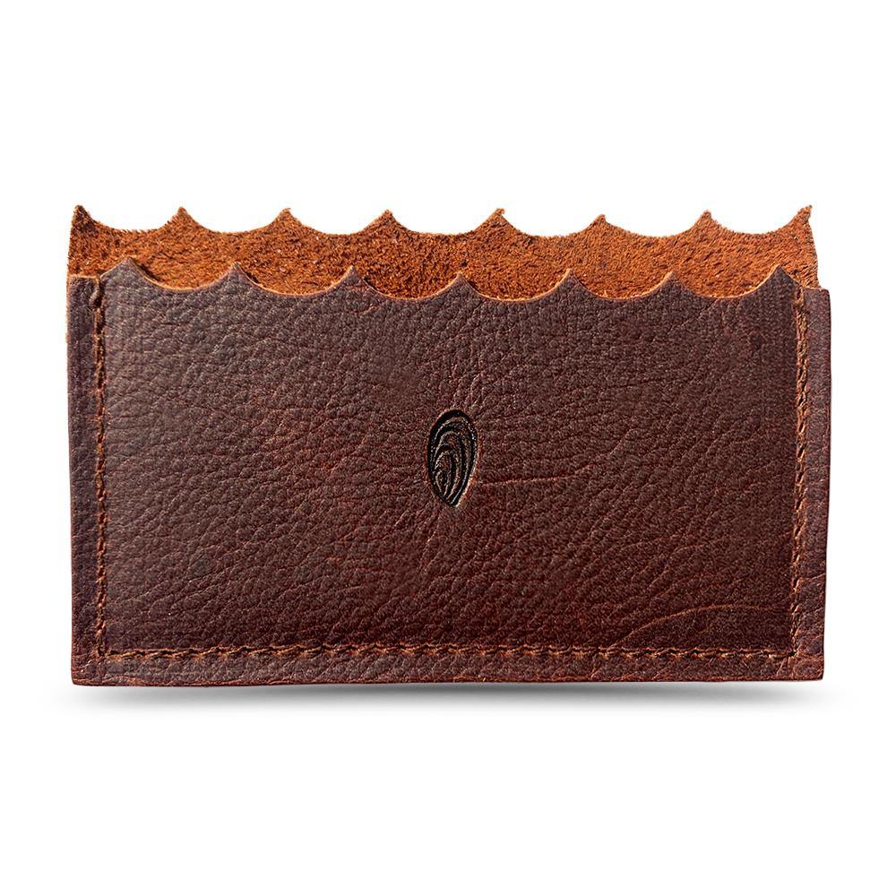 Brown Leather Card Holder with Oyster Shell