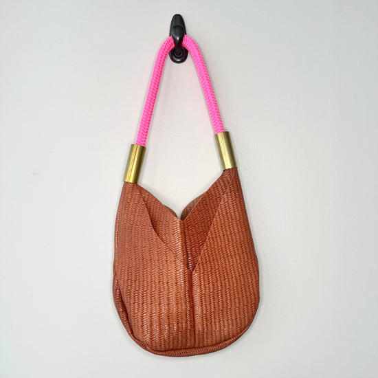 #24 Original Wildwood Bag | Small Brown Basketweave with 24" Neon Pink Dock Line