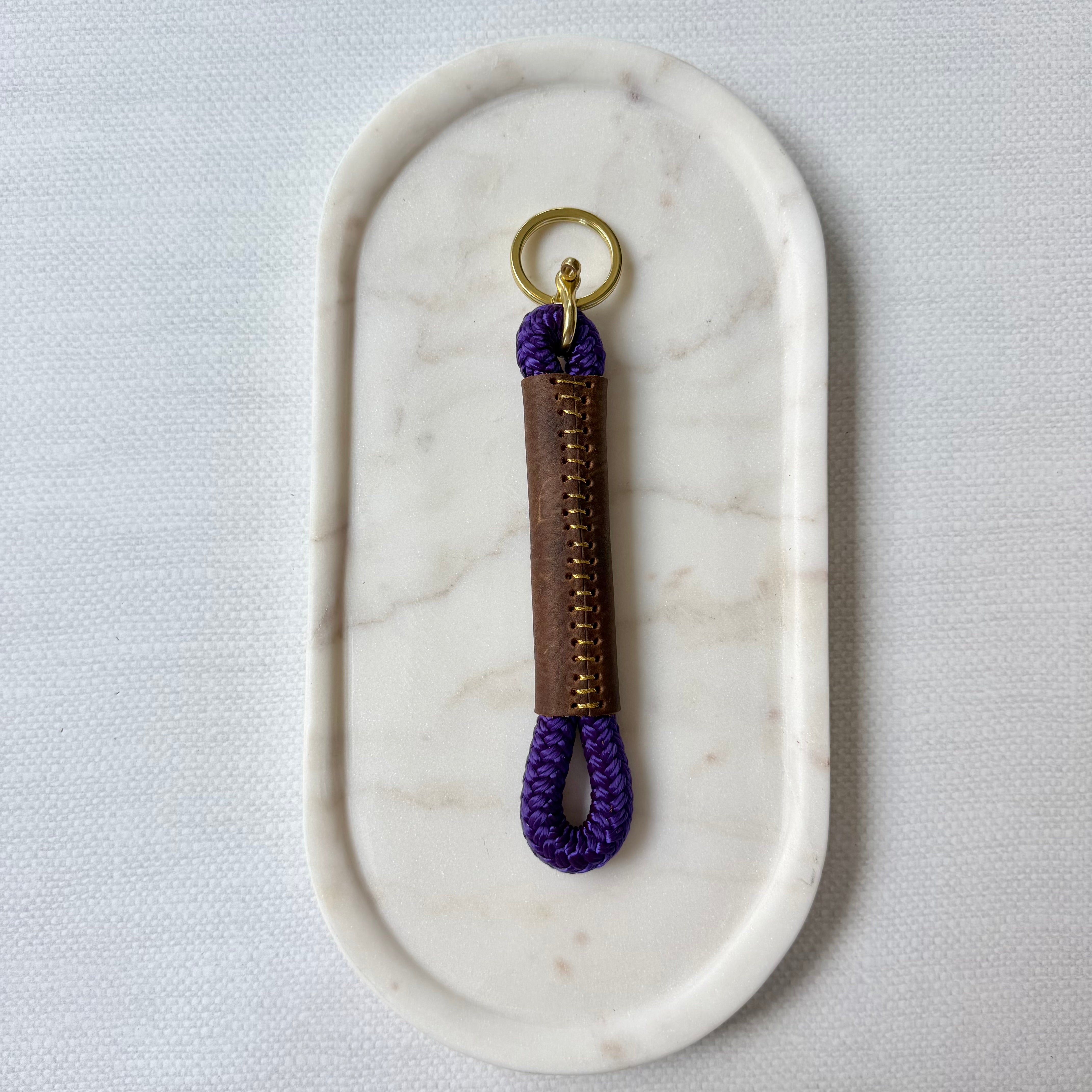 #101 Rope and Leather Keychain // Purple Mussel (1st quality)